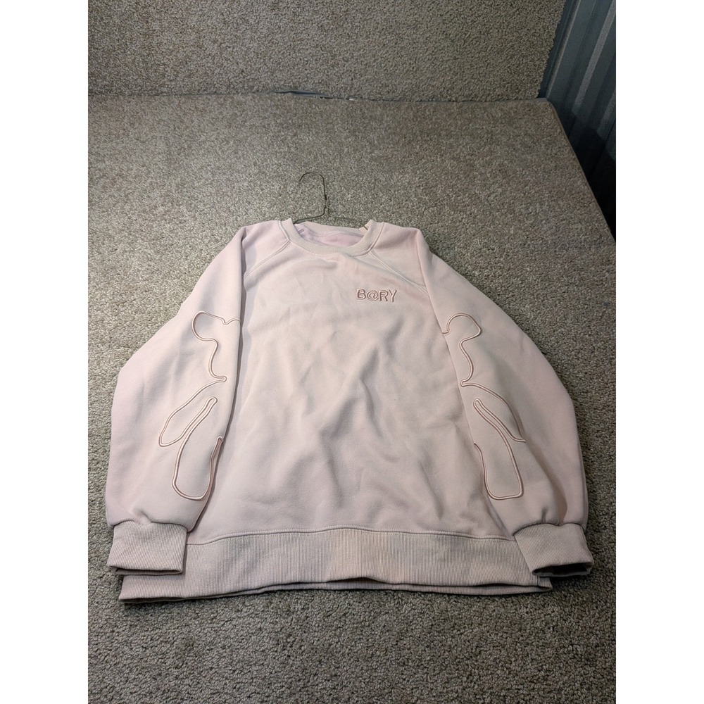 B@RY Pastel Pink Bear Embroidered Raglan Crewneck Sweatshirt S41X2234U